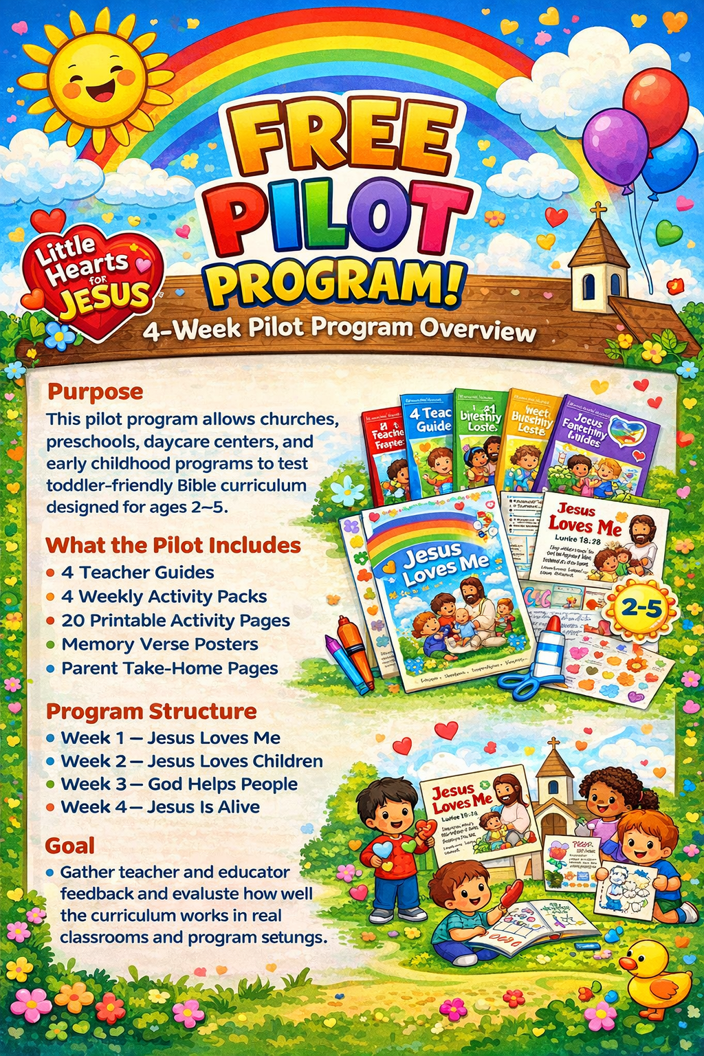 Little Hearts for Jesus Free 4-Week Pilot Program for churches, preschools, daycares, and Sunday school programs